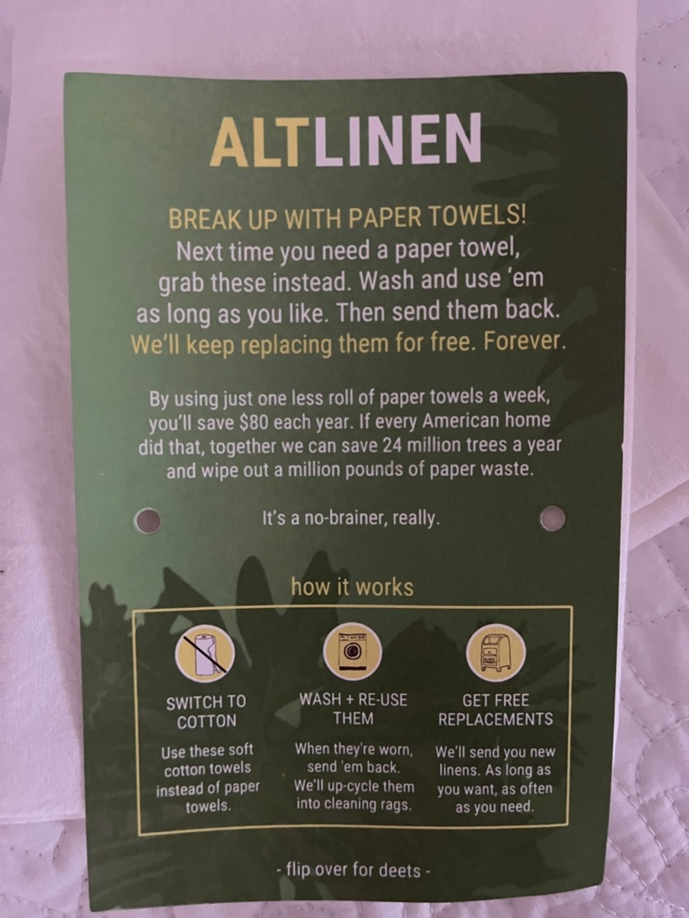 Alt Linen Green Reusable Cotton Kitchen Towels